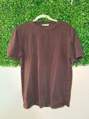 ZARA Brown Crew Neck T‑Shirt Size Medium